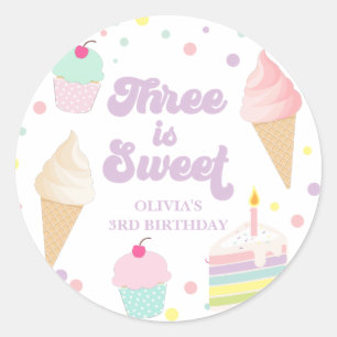 Adesivo Sorvete e Bolo de 3º Aniversário