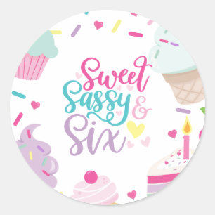 Adesivo Sorvete e Bolo Doce Atitude Seis 6º Aniversário