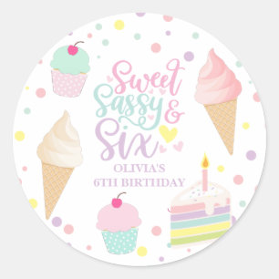 Adesivo Sorvete e Bolo Doce Atitude Seis 6º Aniversário