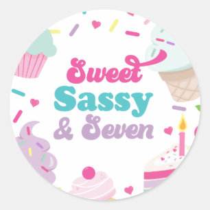 Adesivo Sorvete e Bolo Doce Sassy Sete 7º Aniversário