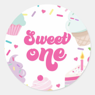 Adesivo Sorvete e Bolo Doce Um 1º Aniversário