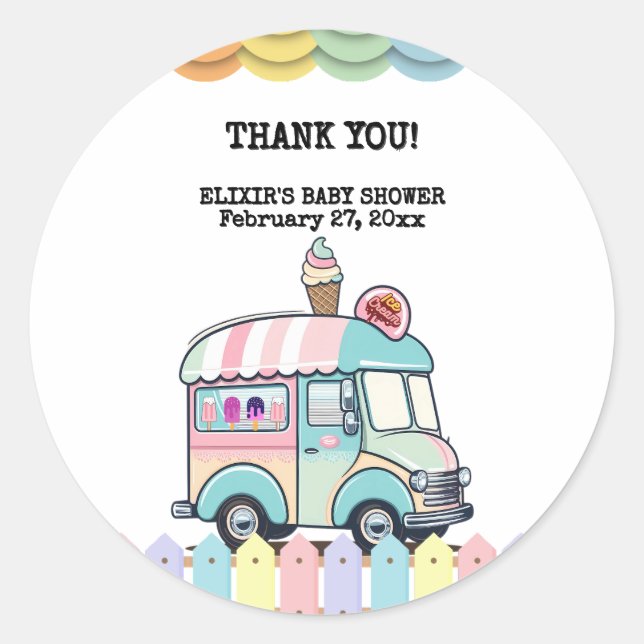 Adesivo Sorvete moderno Chá de fraldas Sprinkles (Frente)