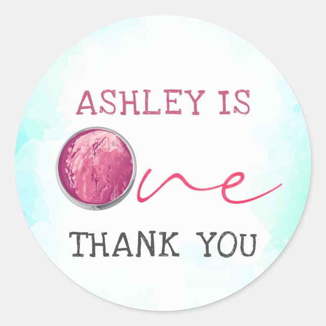 Adesivo Sorvete Primeiro Aniversário Obrigado (Frente)