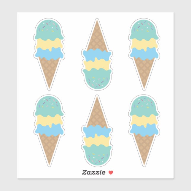 Adesivo Sorvete retrô azul e verde (Folha)