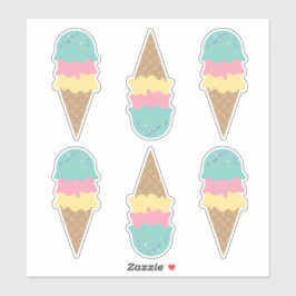 Adesivo Sorvete Retroativo Cones Teal Vanilla Rosa