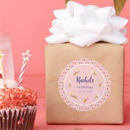 Adesivo Sorvete rosa, cor-de-rosa, Cone Kids Girl primeiro