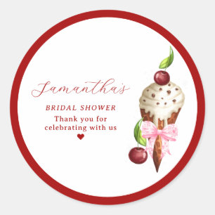 Adesivo Sorvete Rosa Vermelho Cereja Recolhido Chá de Noiv