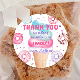 Adesivo Sorvete Rosquinha Aniversário Clássico Redondo