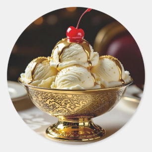 Adesivo Sorvete Sundae com Vazio Xarope Dourado