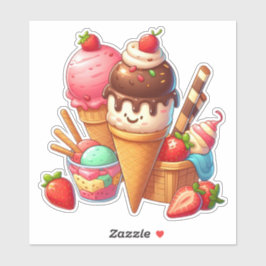 Adesivo sorvete yummy kawaii