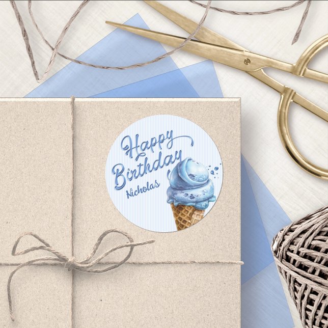 Adesivo Sorvetes Scoop Boys Qualquer Idade Aniversário (Criador carregado)