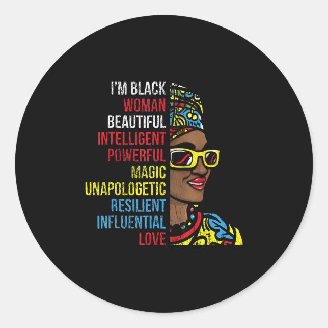 Adesivo Sou a Black Women Bela Magia Inteligente e Poderos (Frente)