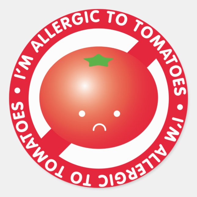 Adesivo Sou alérgico a tomates! Alergia ao tomate (Frente)
