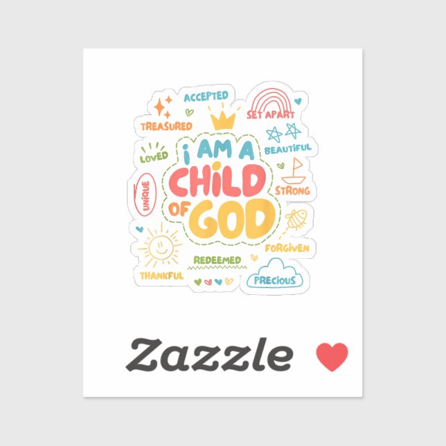 Adesivo Sou Criança de Deus, Retro Cristão Jesus Faith De (Folha)