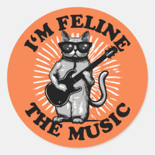 Adesivo Sou Feline The Music   Gato de guitarrista