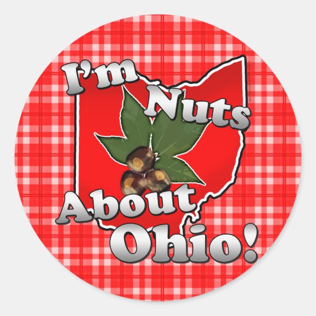 Adesivo Sou Loucos de Ohio, Engraçado Red Buckeye Nut (Frente)