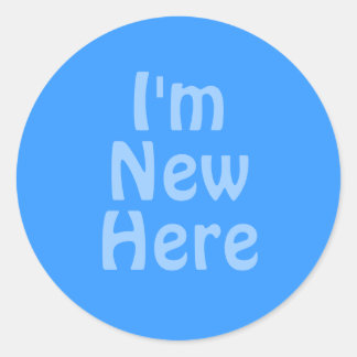 Adesivo Sou novo aqui. Azul. Personalizado