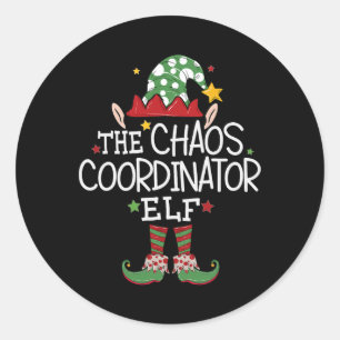 Adesivo Sou o Coordenador do Caos Elf, Festa de Natal Matc