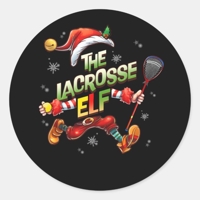 Adesivo Sou o jogador de elfo da família de Natal Lacrosse (Frente)
