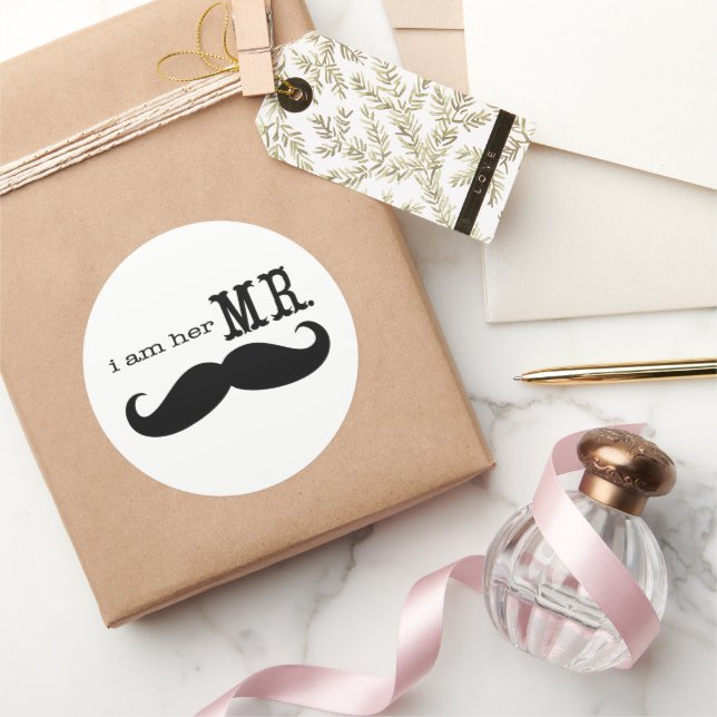 Adesivo Sou o seu "Mr Mustache Groom" (Presentear)