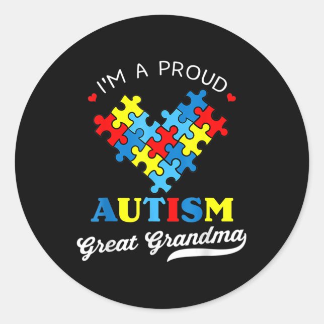 Adesivo Sou um Excelente orgulhoso vovó Autismo Autistão A (Frente)