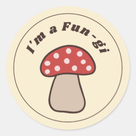 Adesivo Sou um Fun-gi Cute Retro Toadstool Vermelho Escuro