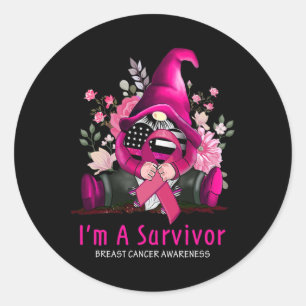 Adesivo Sou um Sobrevivente Gnomo, Cancer de Fita Rosa, Aw