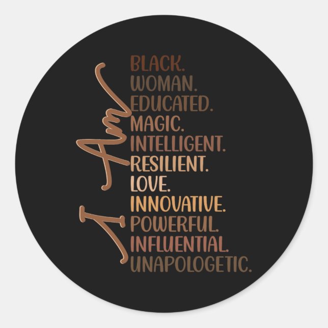 Adesivo Sou Uma Mulher Negra Educada Melanina História Neg (Frente)