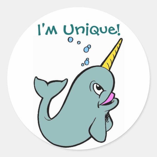 Adesivo Sou único! (Narwhal) (Frente)