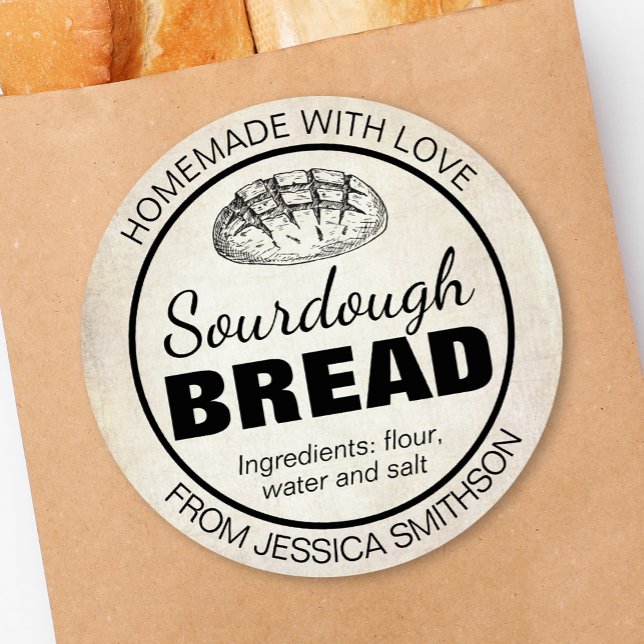 Adesivo Sourdough Homemade Items Label SD01_01rd (Criador carregado)