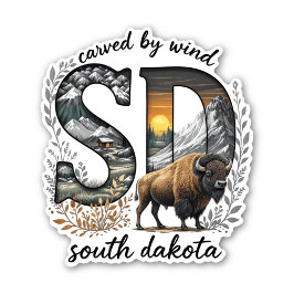 Adesivo South Dakota State Sticker | Bison Wilderness Art