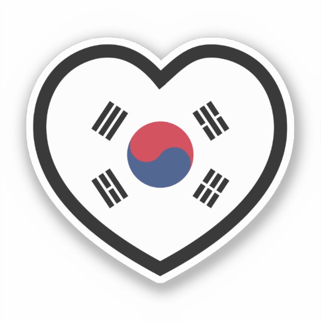 Adesivo South Korea Flag Heart (Frente)