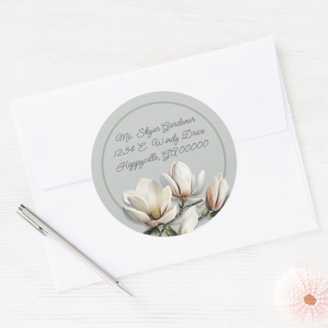 Adesivo Southern Magnolia Flowers Return Address (Envelope)