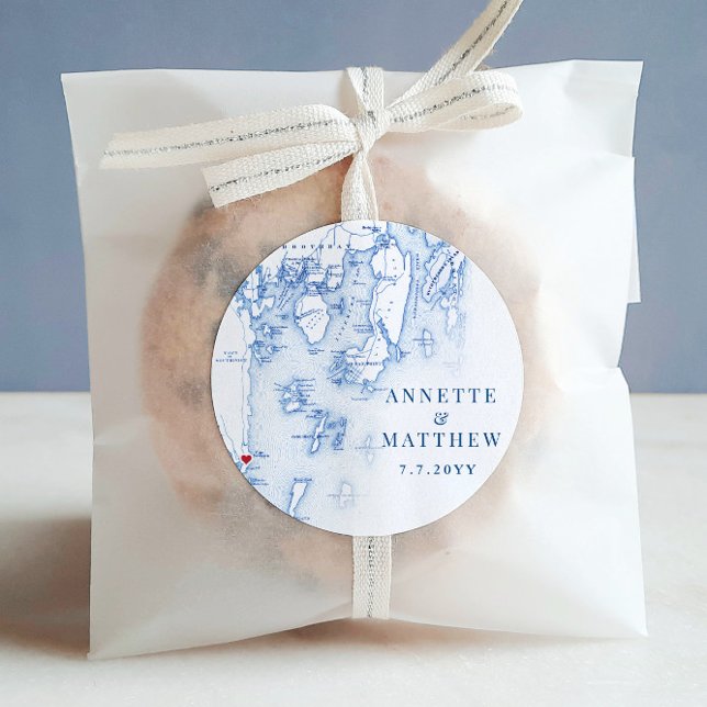Adesivo Southport Boothbay Harbor Maine Weding Favor (This Southport Maine round cookie label is perfect for your destination wedding in Boothbay Maine)