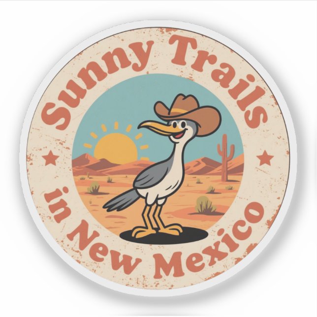 Adesivo Southwestern Charm_ New Mexico Roadrunner Vintage (Frente)
