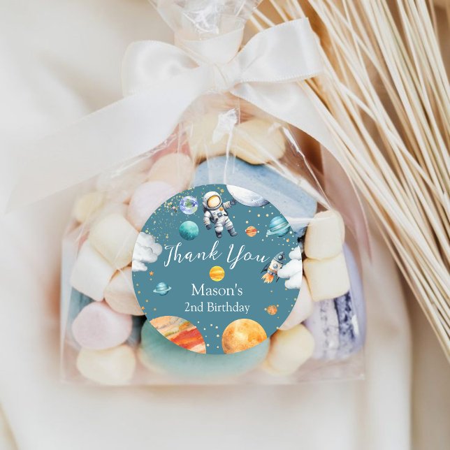Adesivo Space Astronaut Birthday Thank You Sticker (Criador carregado)