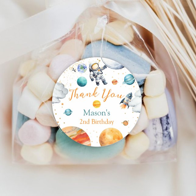 Adesivo Space Explorer Thank You Birthday Astronaut Planet (Criador carregado)