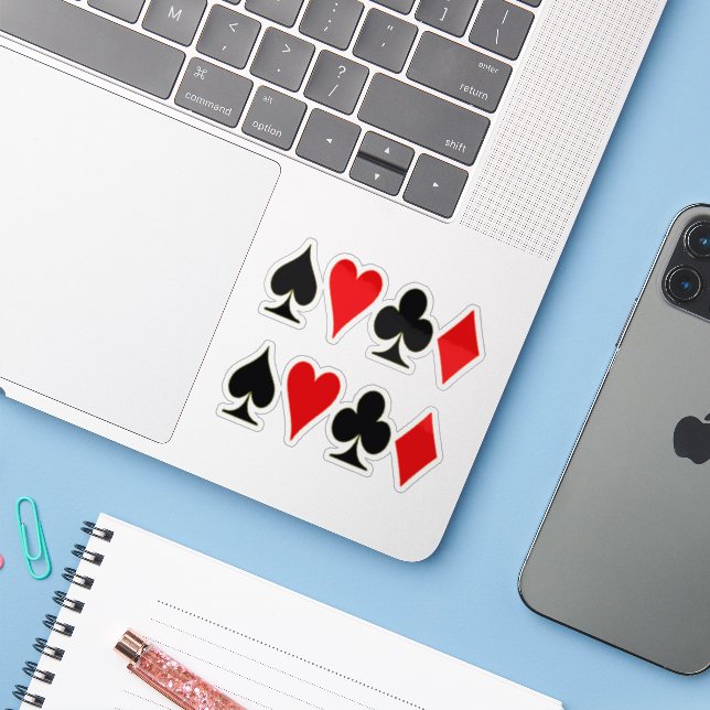 Adesivo Spade, Diamond, Club, Heart Play Card Suits x2 (Notebook com iPhone)