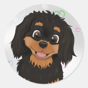 Adesivo Spaniel de Cavalier Preto e Tan Personalizado