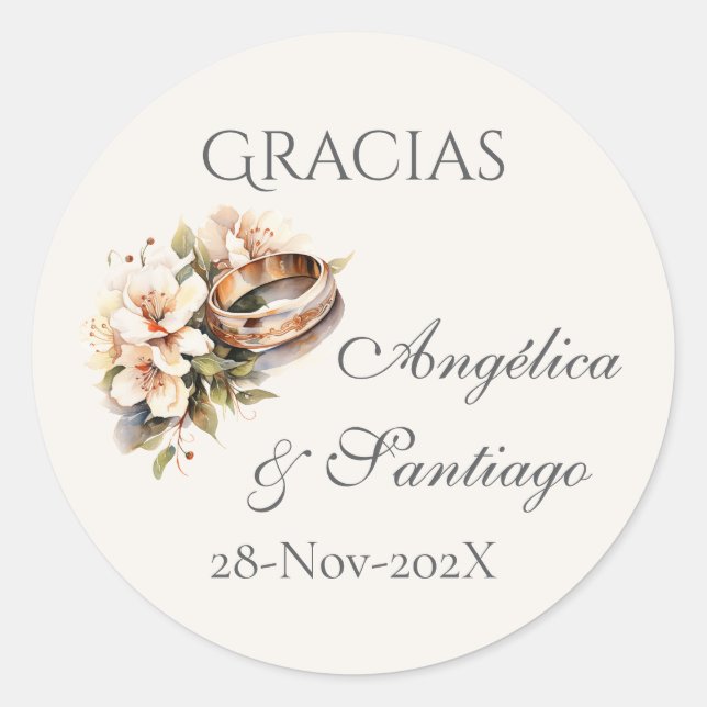 Adesivo Spanish Boho Wedding round sticker  (Frente)
