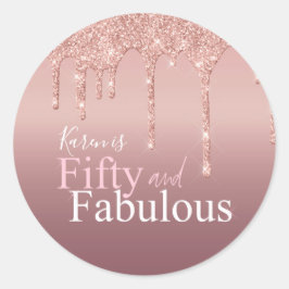 Adesivo Sparkle 50 e Fabuloso Aniversário Glitter Rosa Ros