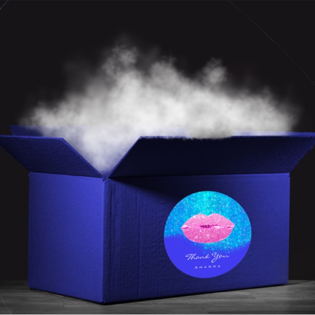 Adesivo Sparkle e Celebrar com o 16º Bridal Rosa (Thank Name Sweet16th Bridal Pink Blue.Glitter Lips Classic Round Sticker)