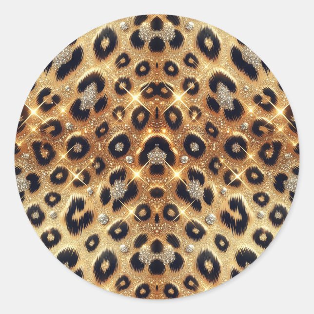 Adesivo Sparkle Glam Dourado Leopard Chita Impressão (Frente)