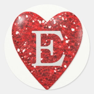Adesivo Sparkle Heart Letter E in RED