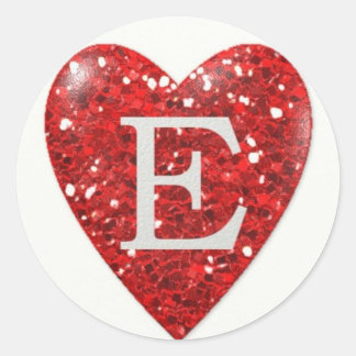 Adesivo Sparkle Heart Letter E in RED
