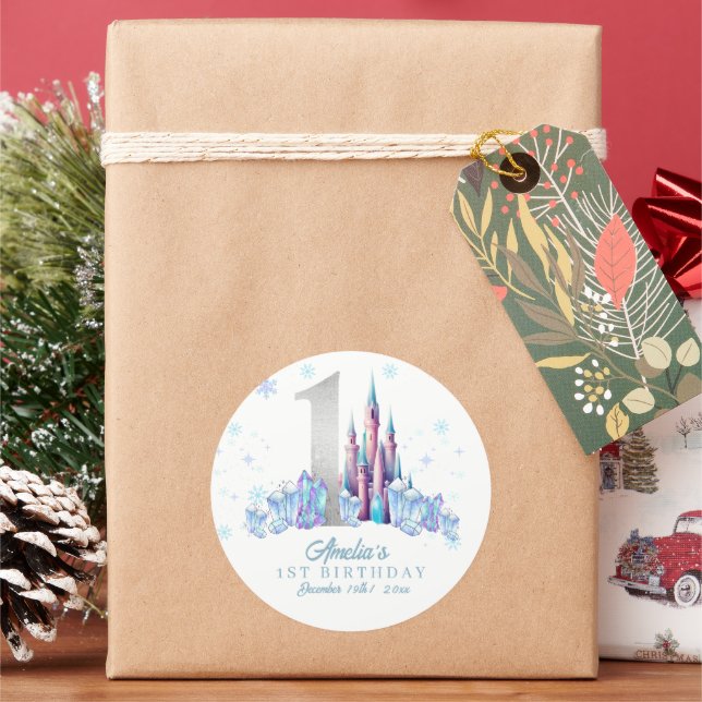 Adesivo Sparkle Silver Frozen Kingdom Castle primeiro aniv (Feriado)