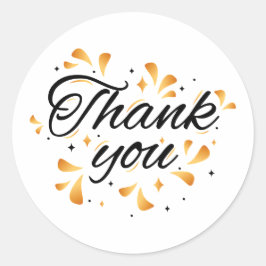 Adesivo Sparkling gold thank You Classic Round Sticker