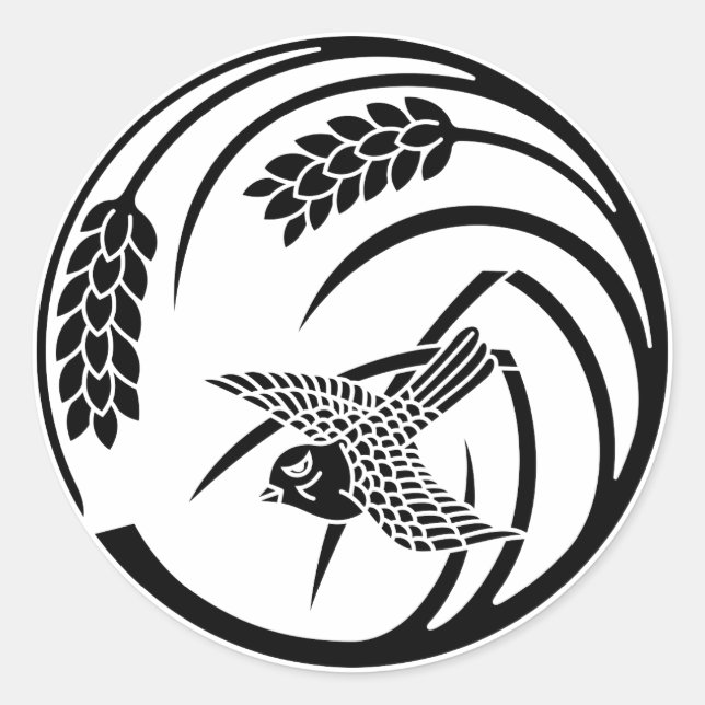 Adesivo Sparrow no círculo das plantas de arroz (Frente)
