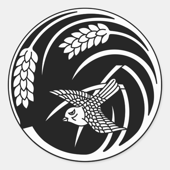 Adesivo Sparrow no círculo das plantas de arroz (Frente)