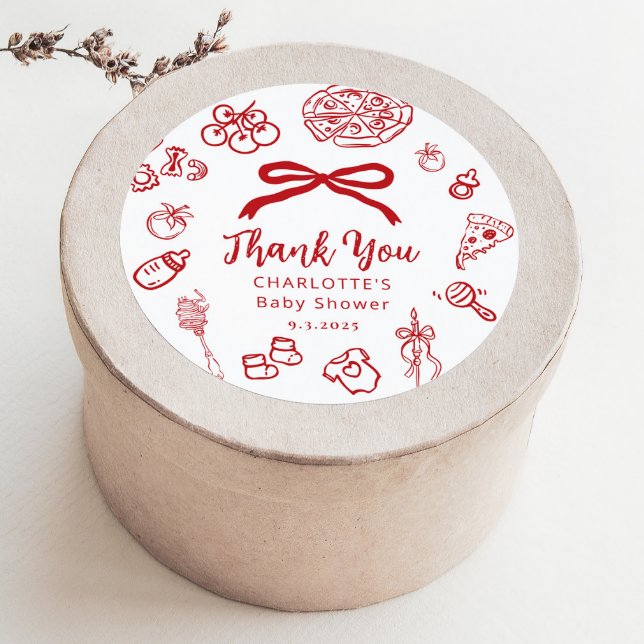 Adesivo Special Delivery Whimsical Red Bow Baby Shower (Criador carregado)